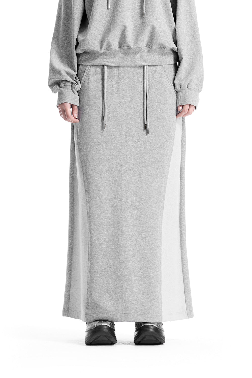 Treemingbird Lace-Up Eyelet Set-Up Skirt Melange Gray