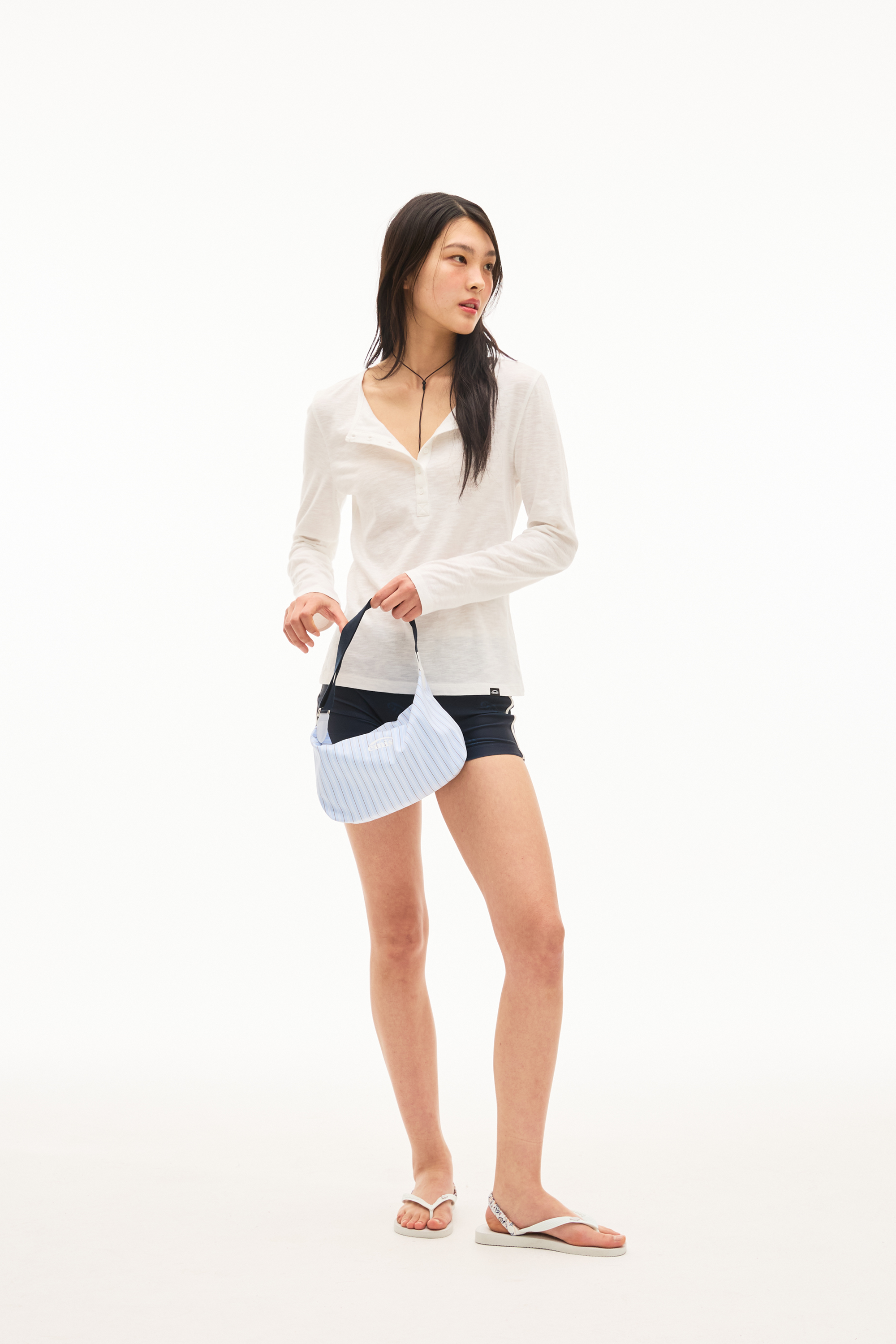 Emis Stripe Hobo Bag-Pastel Blue