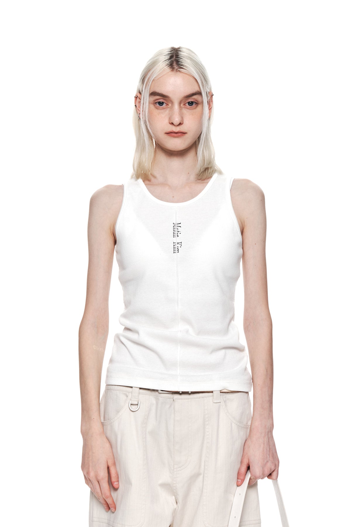 Matinkim Pintuck Sleeveless Top IN White