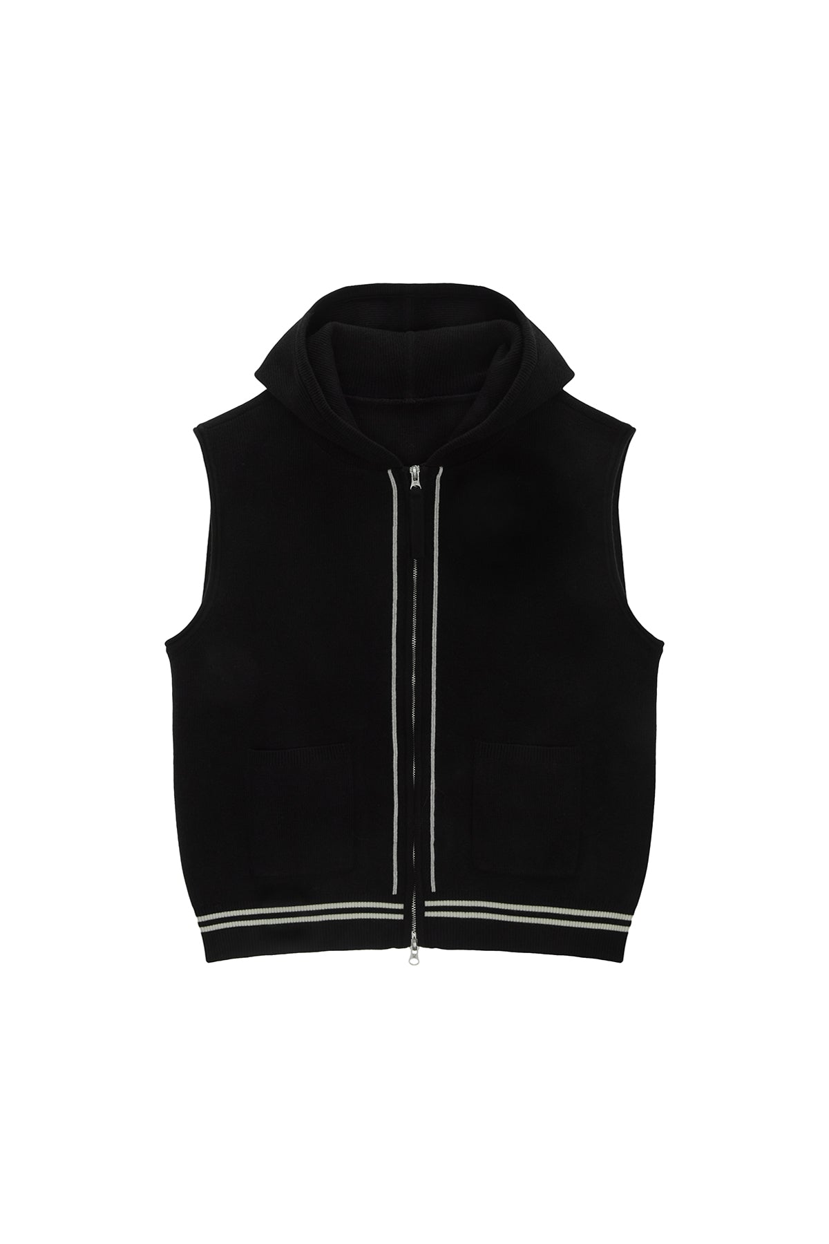 [matinkim] HOODY LOGO KNIT VEST FOR MEN IN BLACK