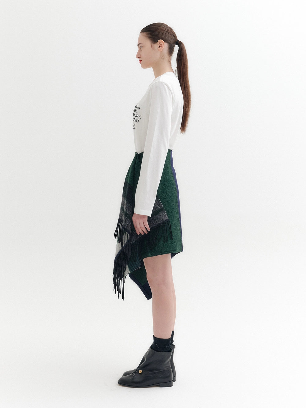EENK Asymmetrical Midi Skirt - Green