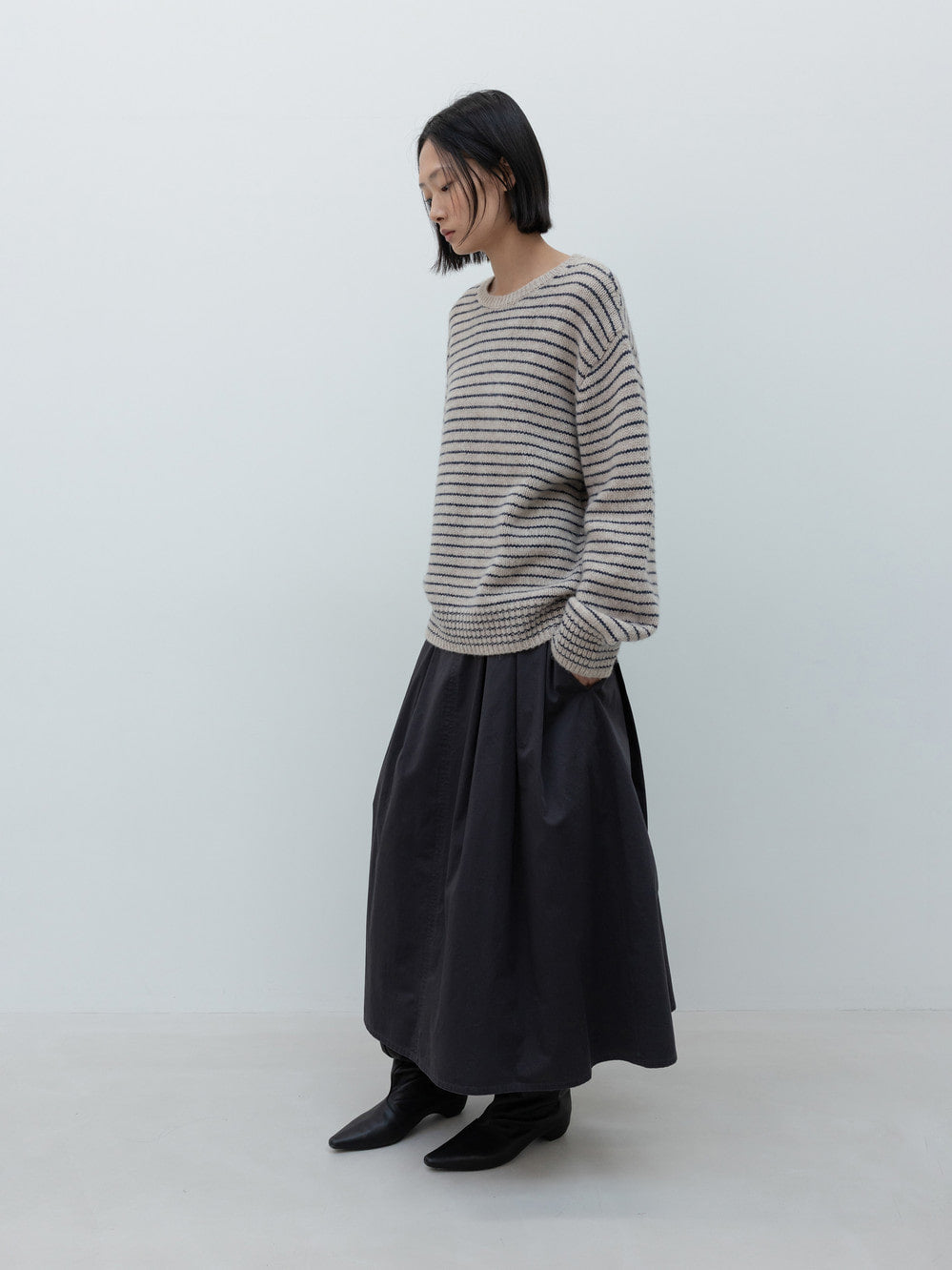 Low Classic Alpaca Blend Stripe Pullover Beige