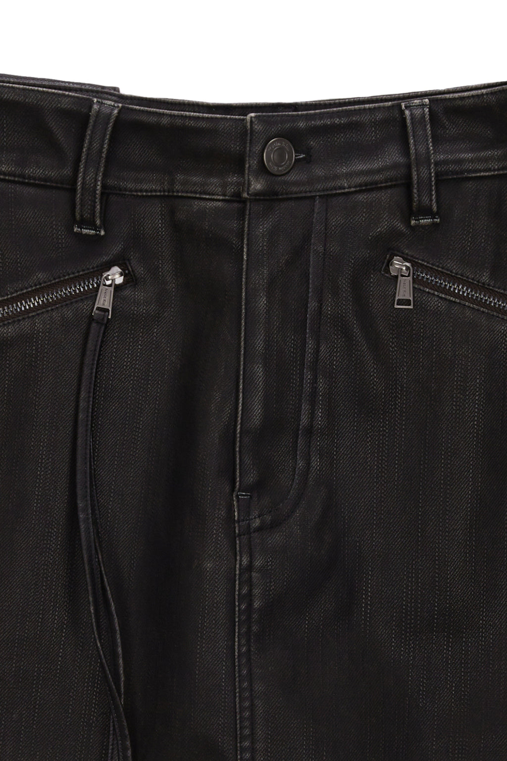 [matinkim] ZIPPER POCKET WASHED LEATHER MINI SKIRT IN BROWN