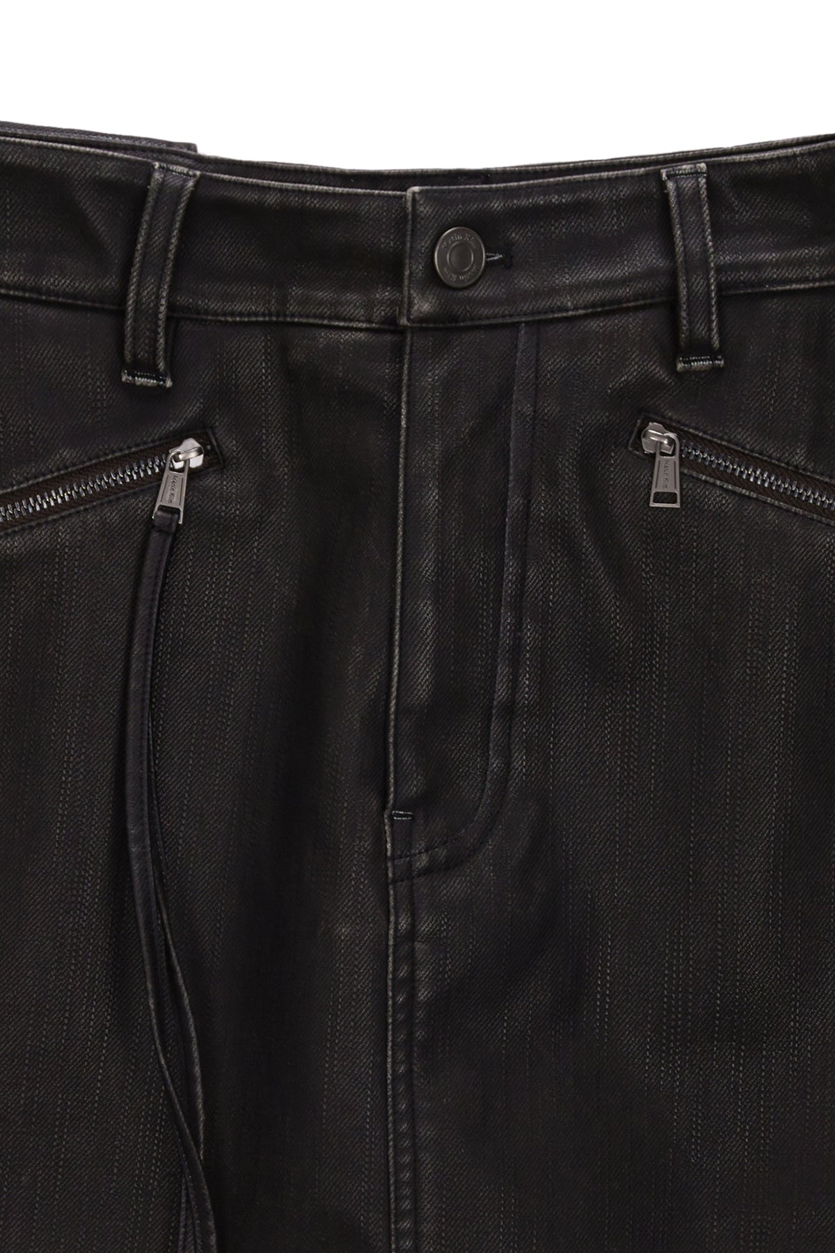 [matinkim] ZIPPER POCKET WASHED LEATHER MINI SKIRT IN BROWN