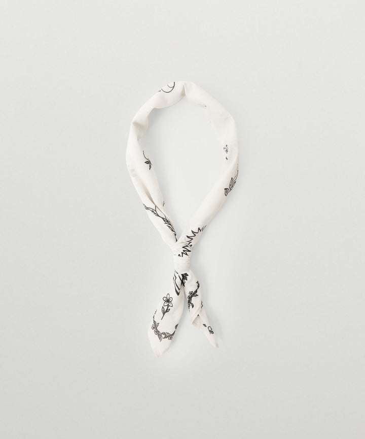 Satur Graphic Cotton Scarf - White