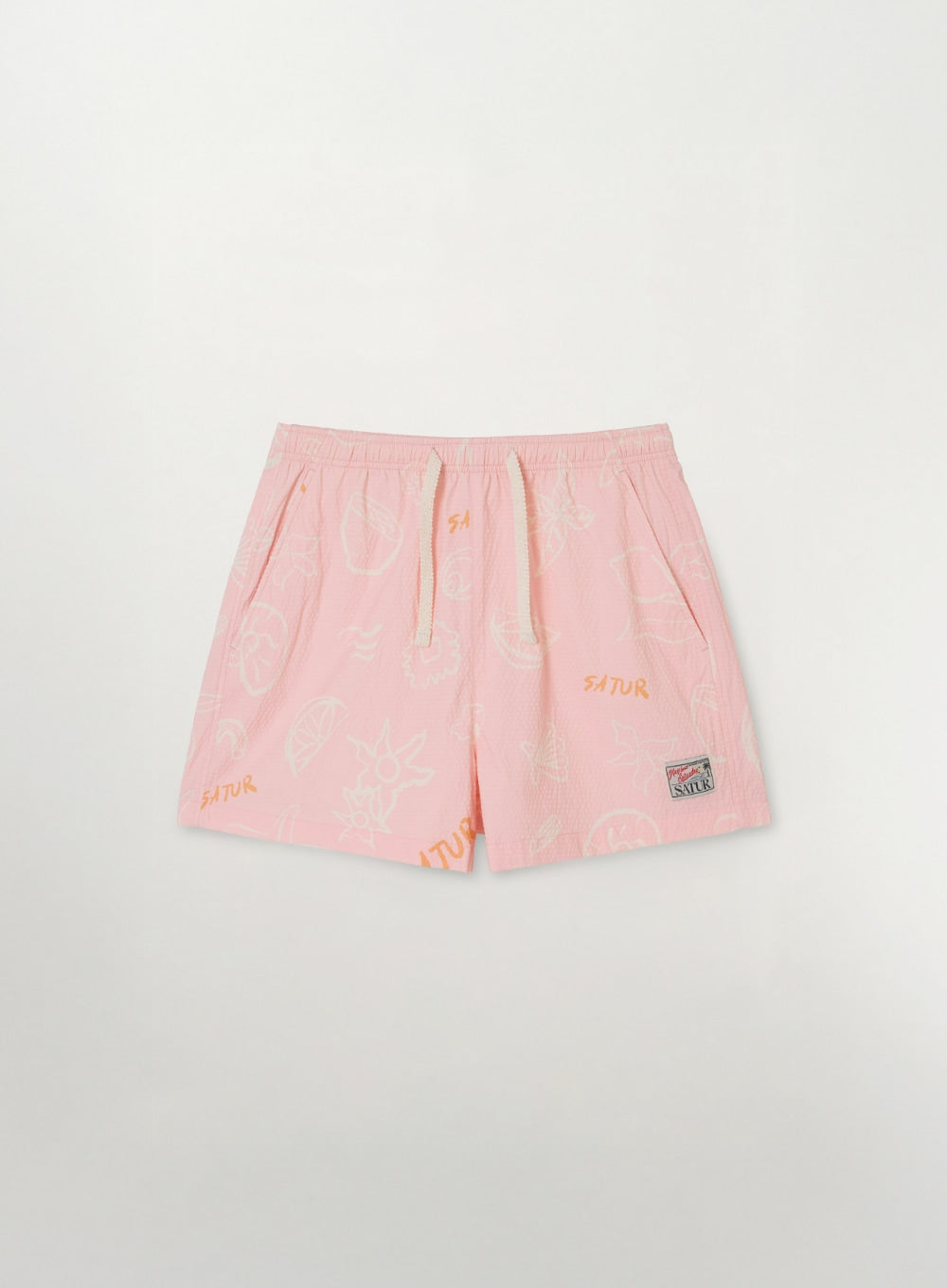Satur Hand Drawing Graphic Swim Shorts - Pink