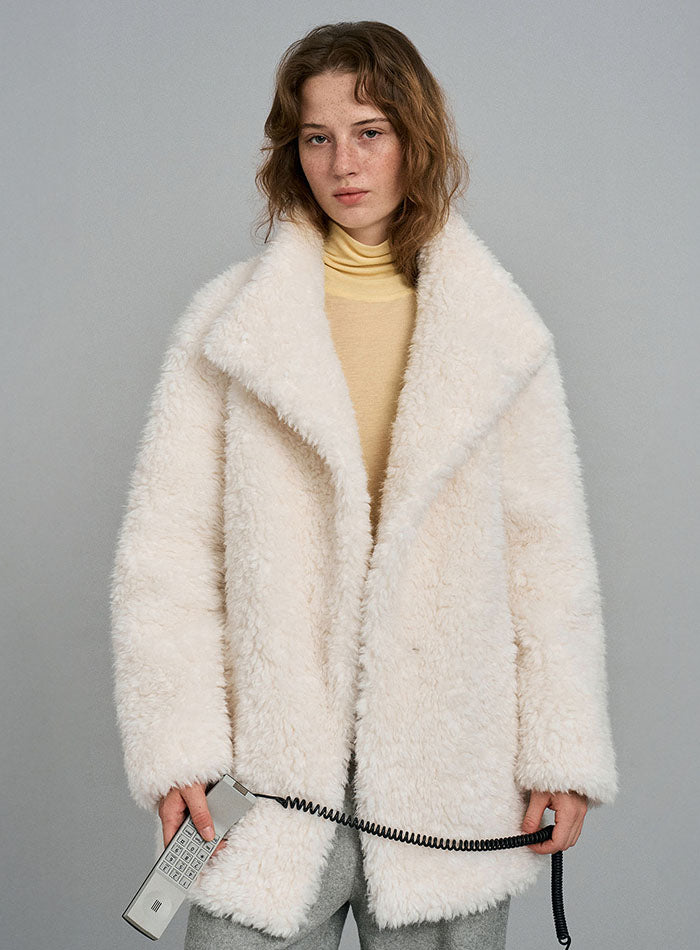 Mango Maniplease Dui Fur Half Coat Cream