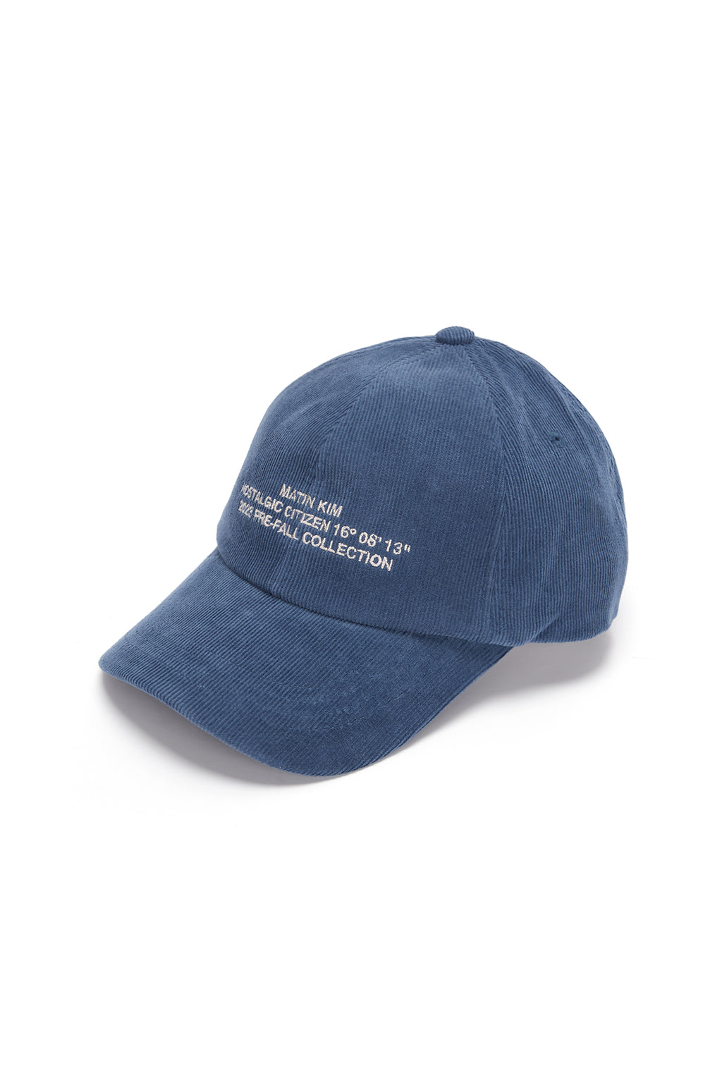 [matinkim] CORDUROY LETTERING BALL CAP IN BLUE