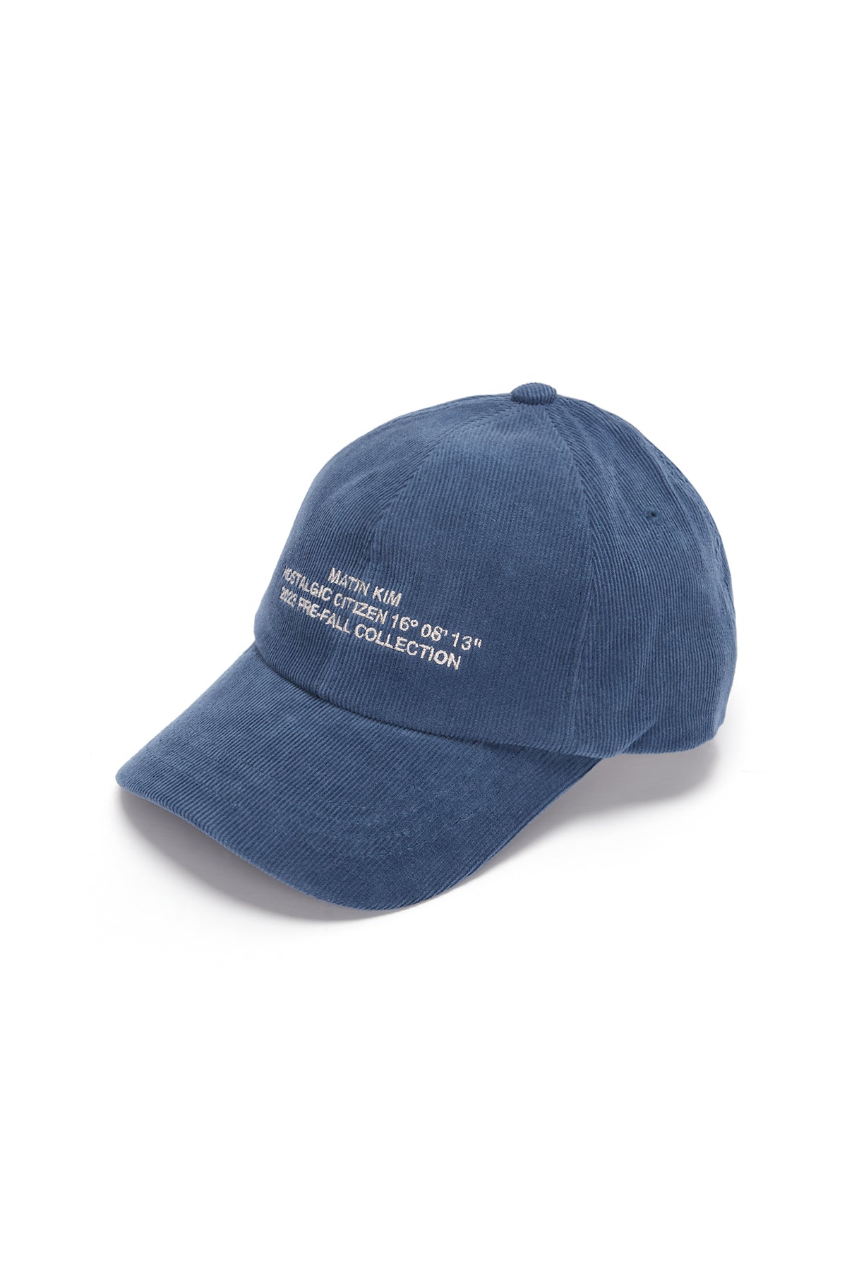 [matinkim] CORDUROY LETTERING BALL CAP IN BLUE