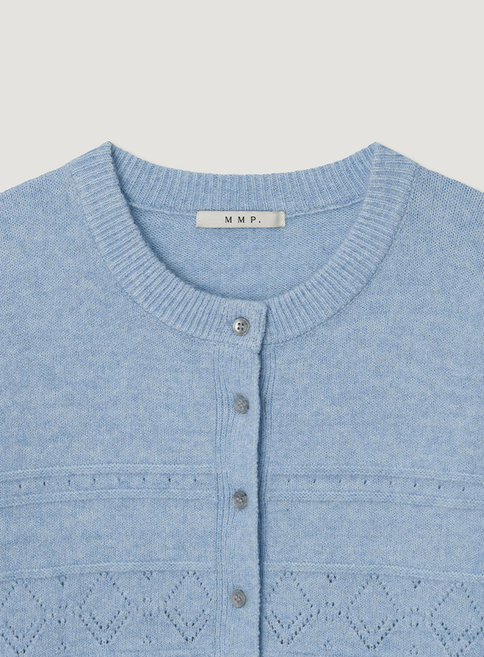 Mango Maniplease Suki Frill Cardigan Light Blue