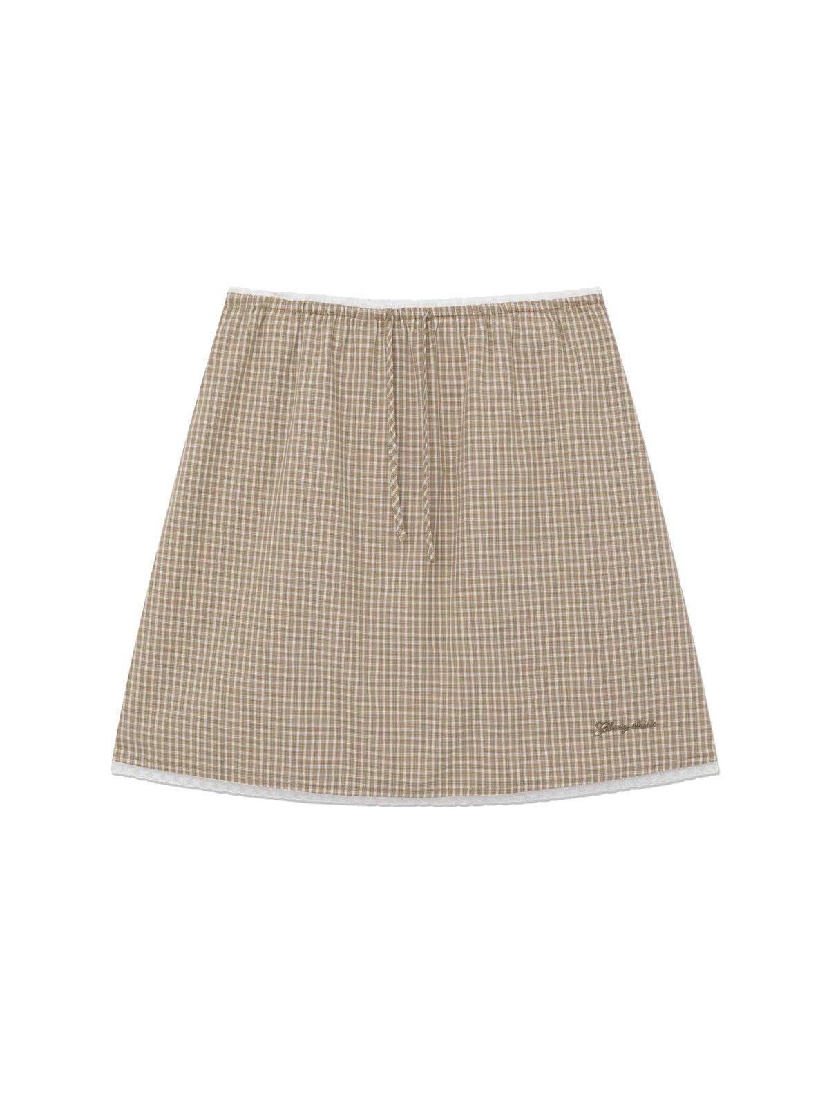 GLOWNY G Classic Lace-Up Midi Skirt (Beige)