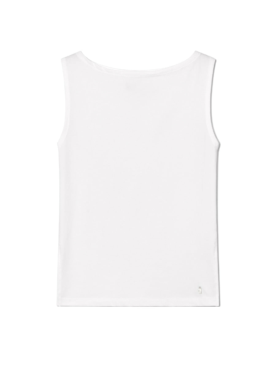 GLOWNY Hill Slit Sleeveless Top (White)