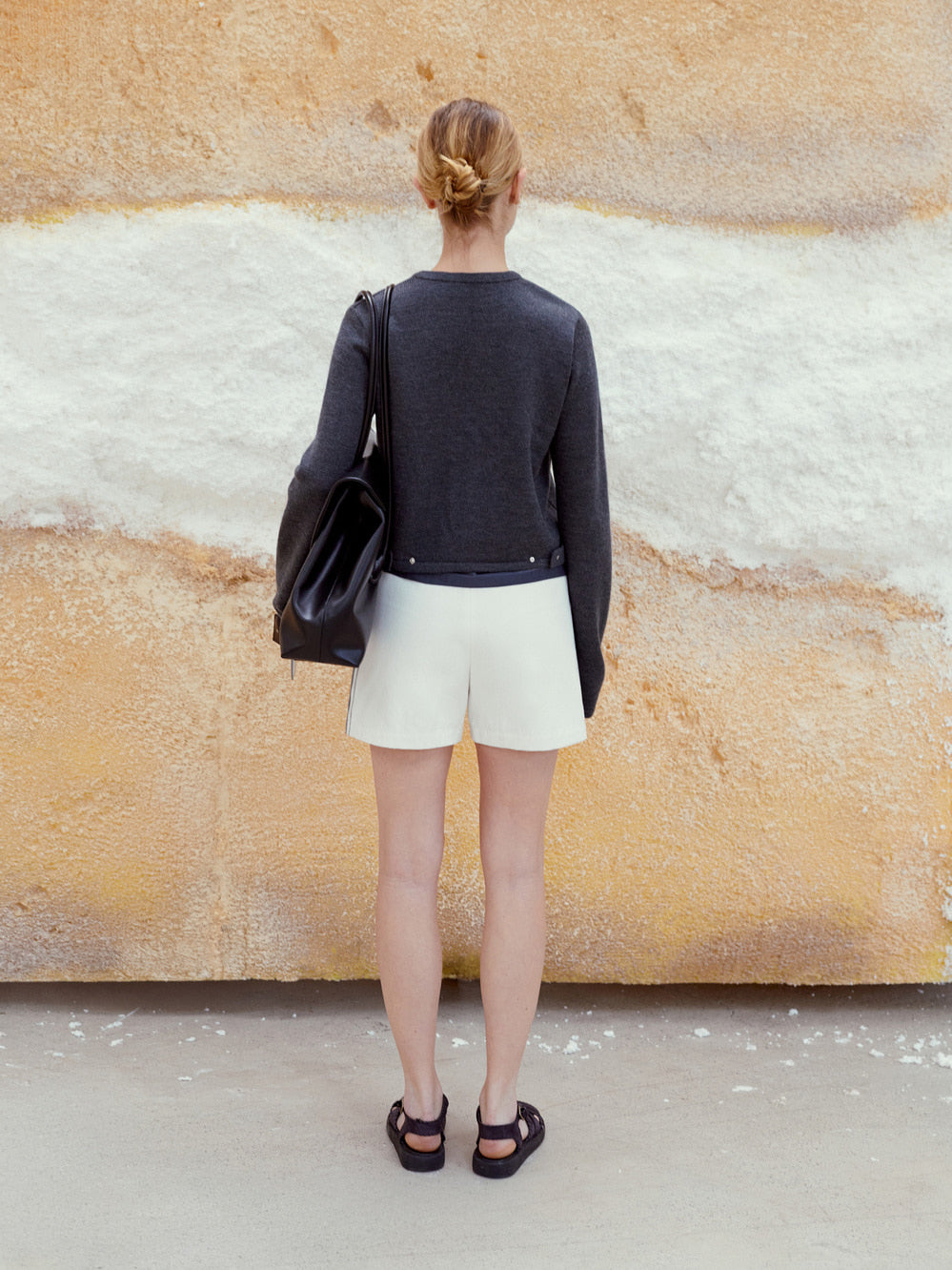 Low Classic Snap Button Cardigan Charcoal