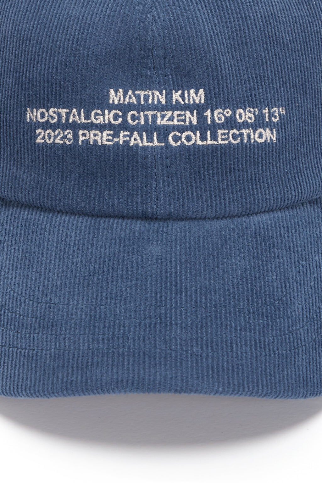 [matinkim] CORDUROY LETTERING BALL CAP IN BLUE