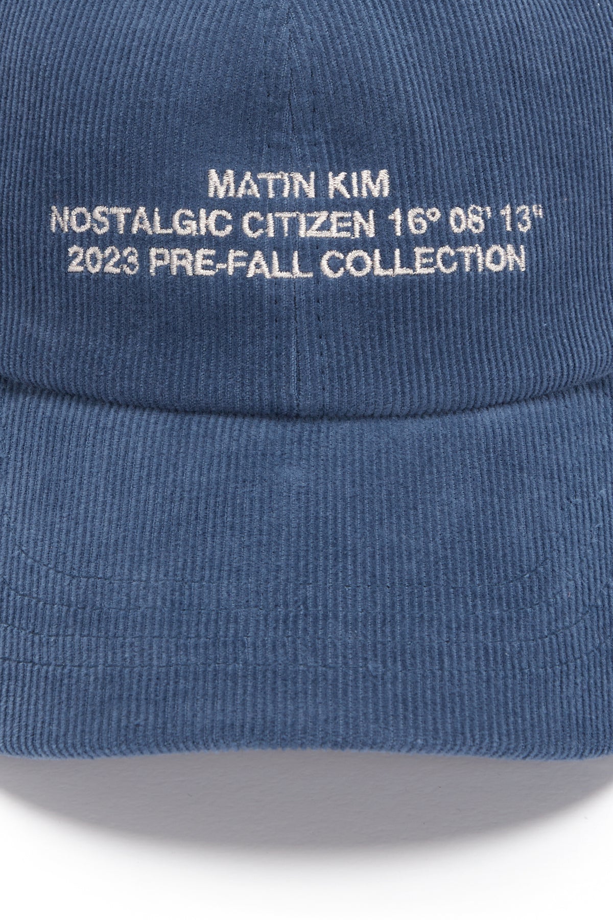 [matinkim] CORDUROY LETTERING BALL CAP IN BLUE