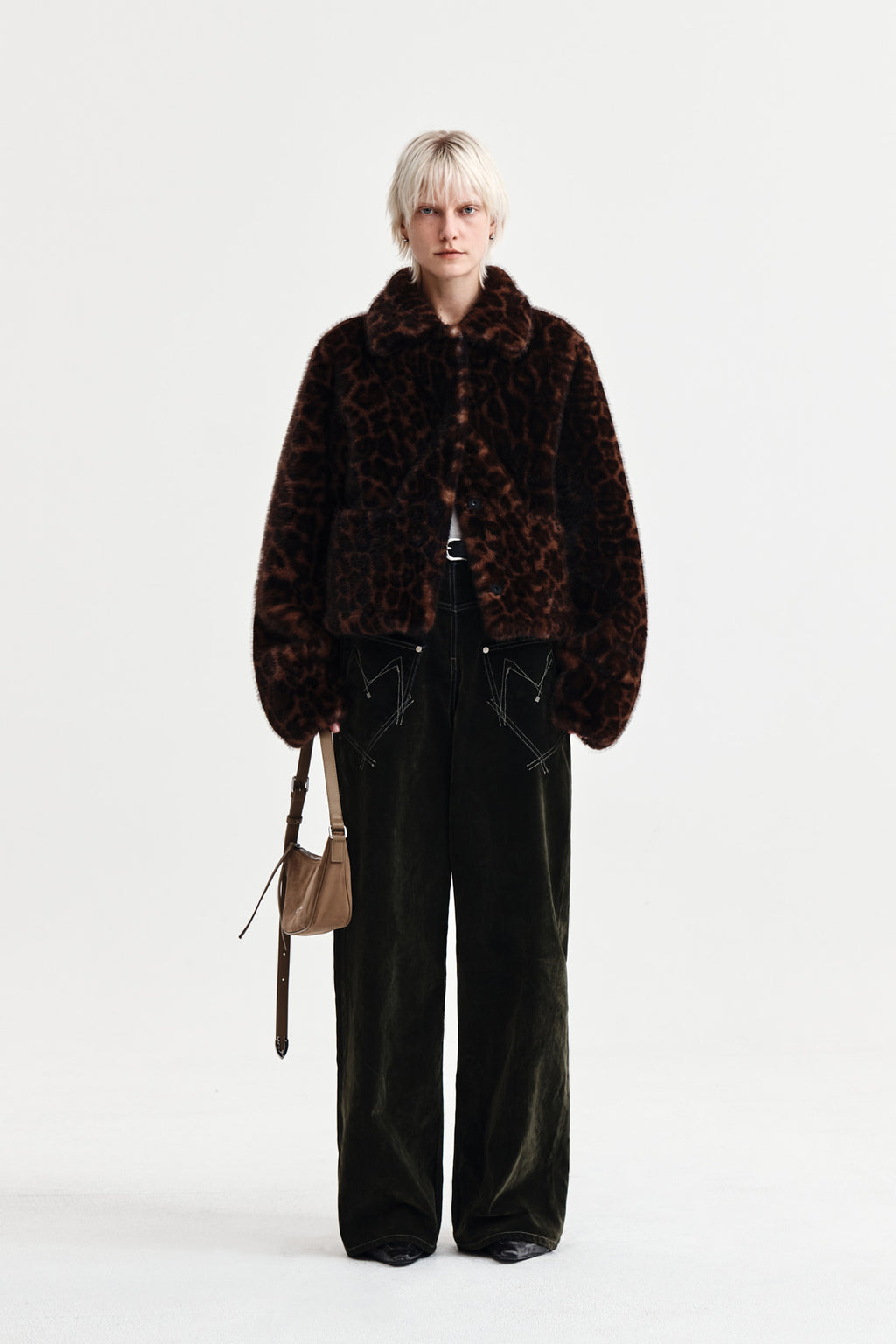 Matinkim Reverse Velvet Wide Denim Pants IN Khaki