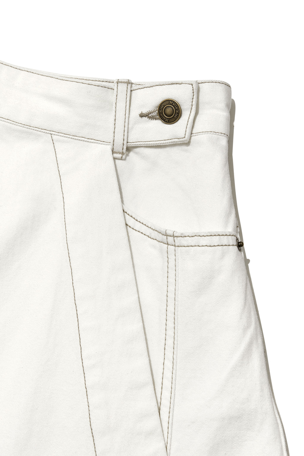 Matinkim Denim Mixed Flare Skirt IN Ivory