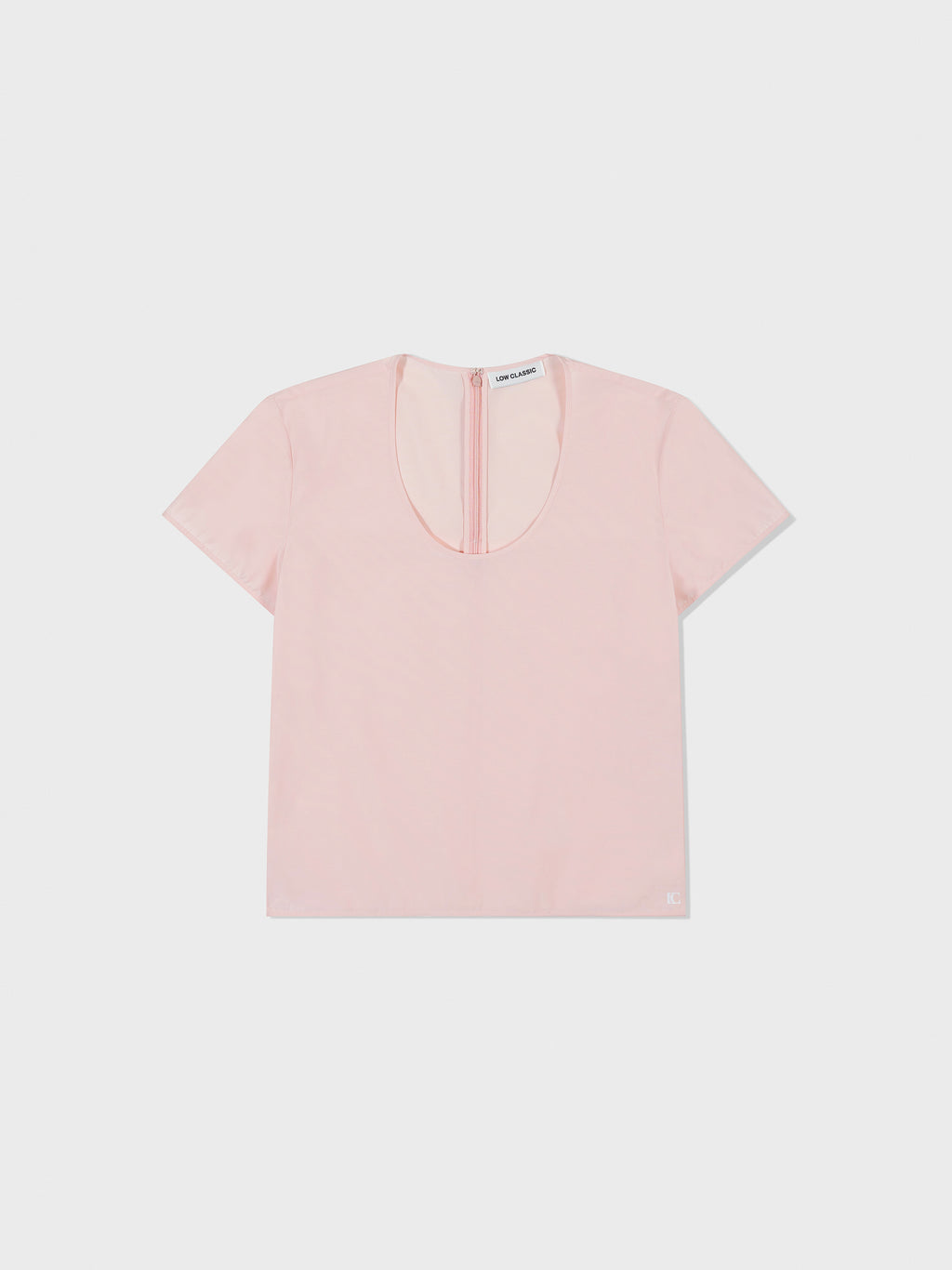 [Low Classic] U-Neck Logo Blouse_Light Pink