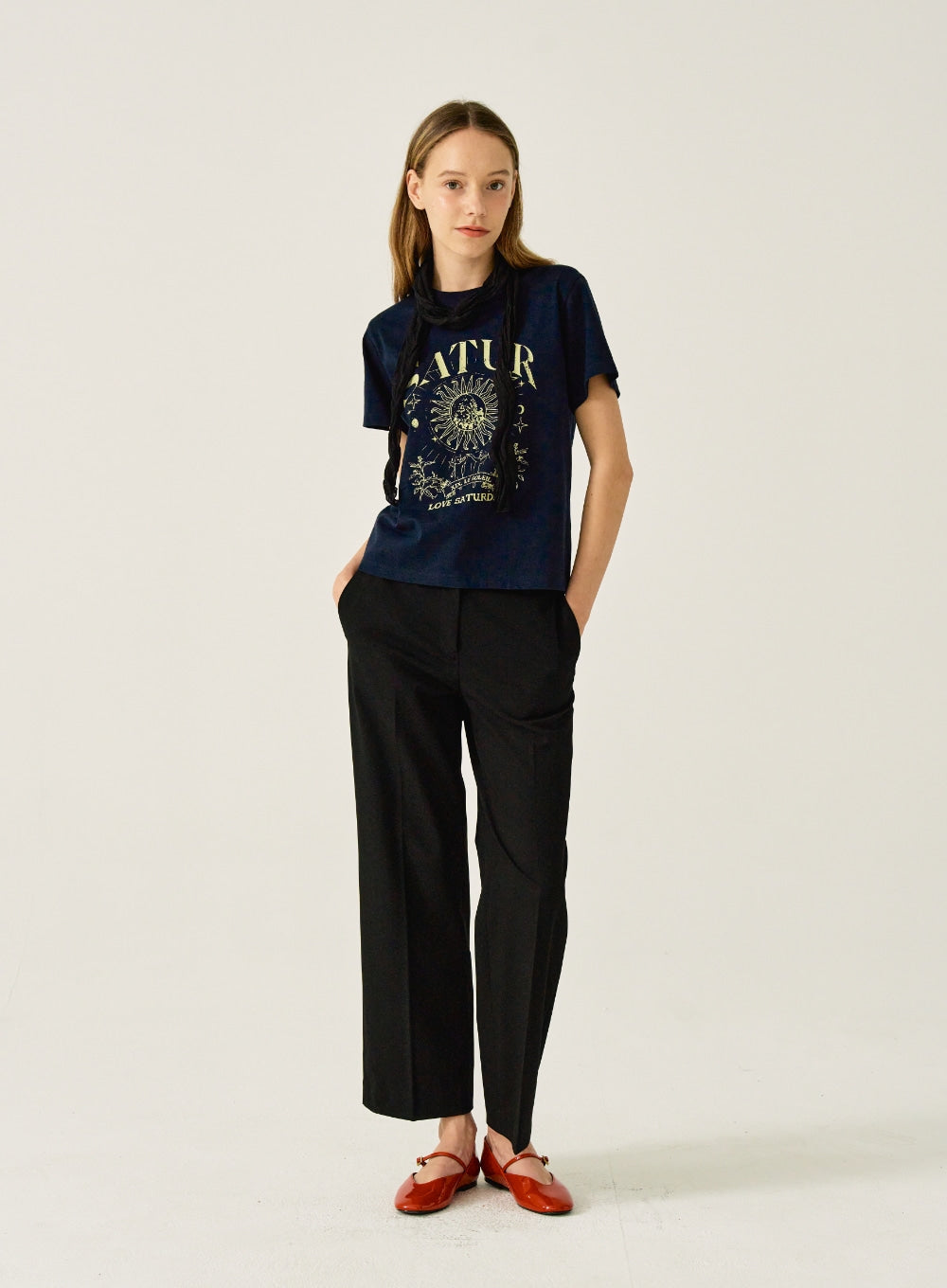 [satur] (W) Tarot Graphic T-Shirt - Classic Navy