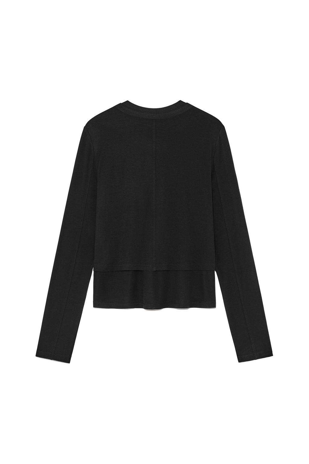 [matinkim] LAYERED SNAP CARDIGAN IN BLACK