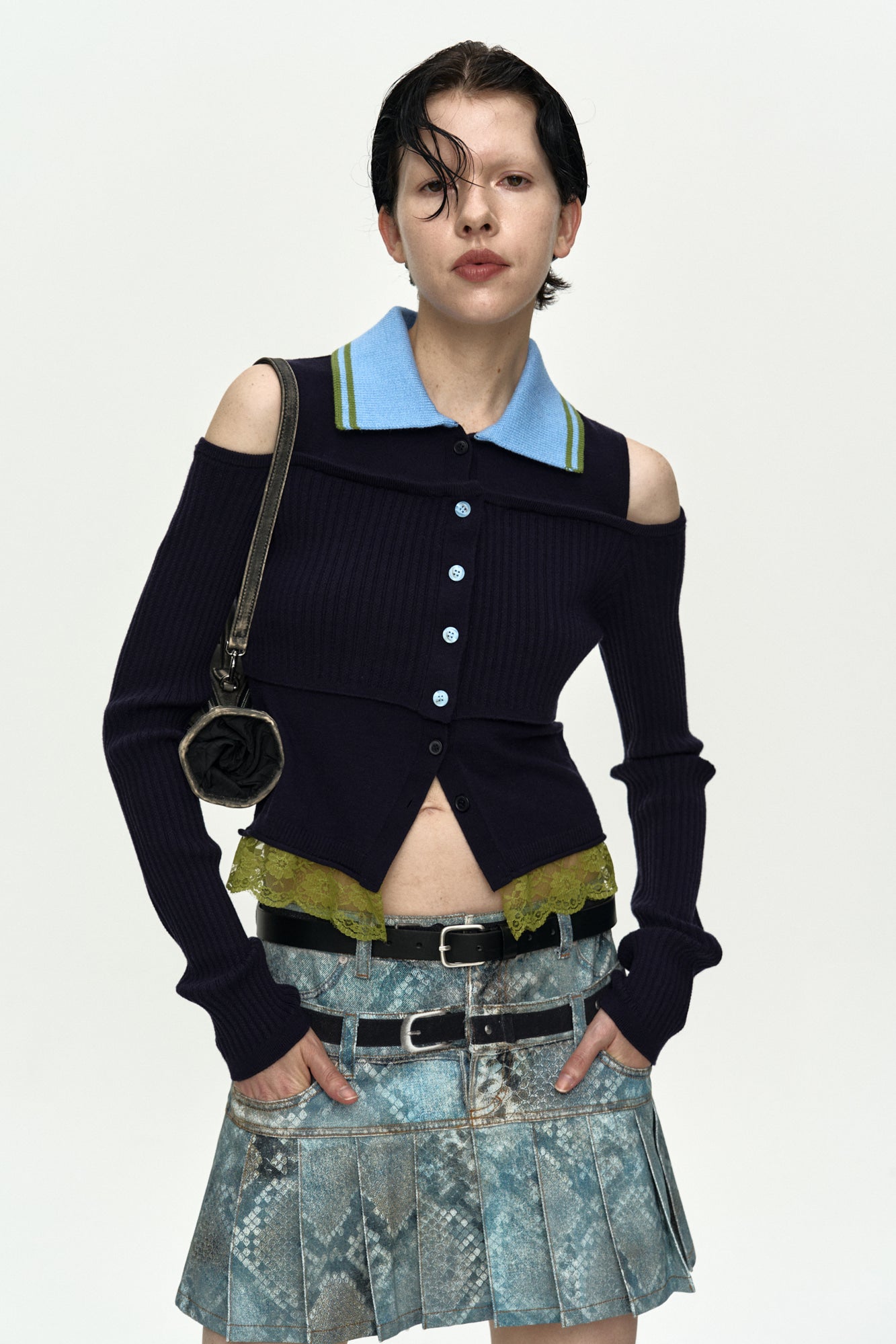 Andersson Bell Layered Off-Shoulder Collar Top