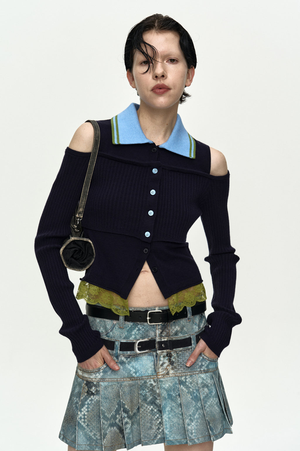 Andersson Bell Layered Off-Shoulder Collar Top