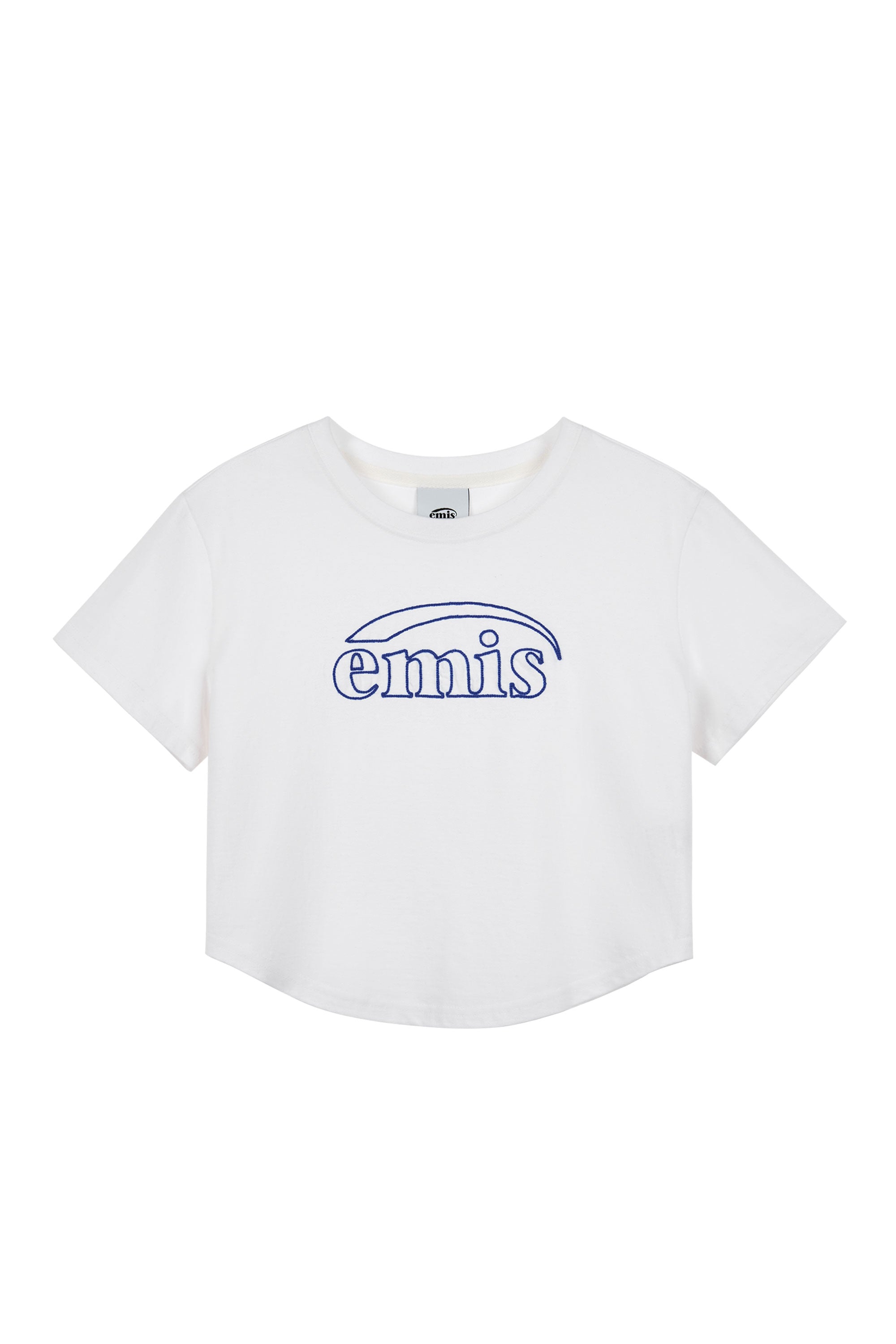 CHAIN STITCH T-SHIRT-WHITE/BLUE