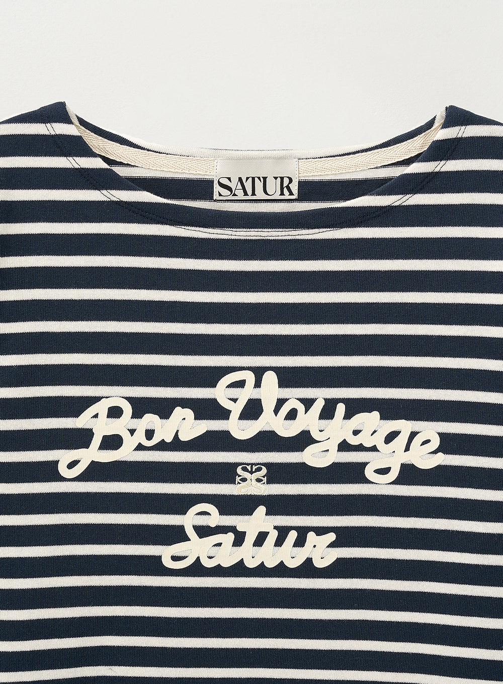 [satur] (W) Bon Voyage Border Long Sleeve - Navy