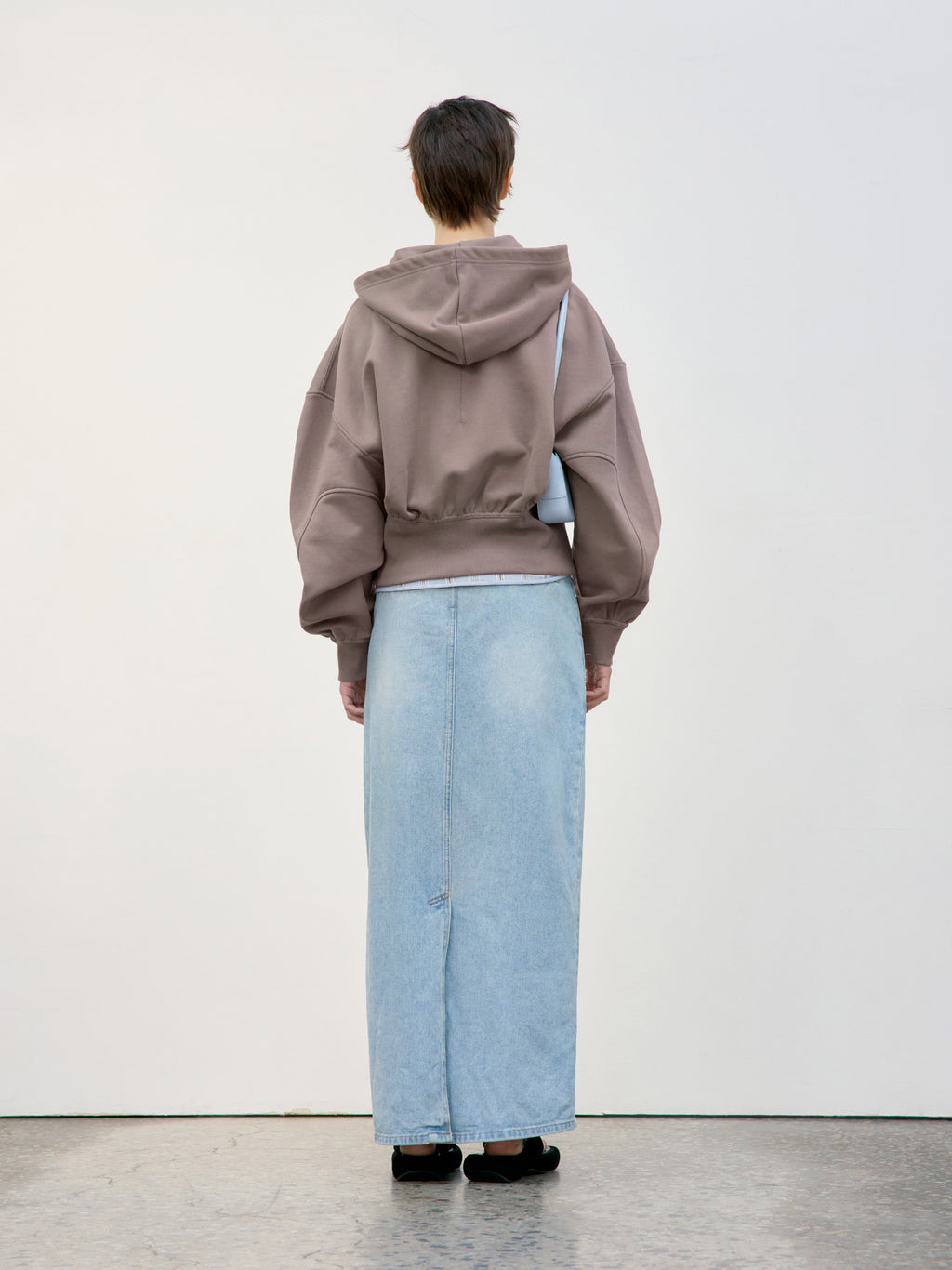 Low Classic Back Rib Crop Hoodie Red Brown