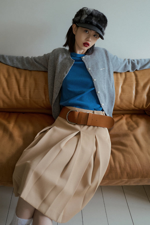 Overdueflair Wool Pleated Skirt Beige