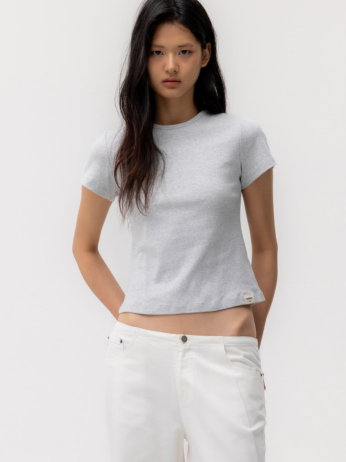 GLOWNY G Baby Tee (Long Version) (Melange Gray)