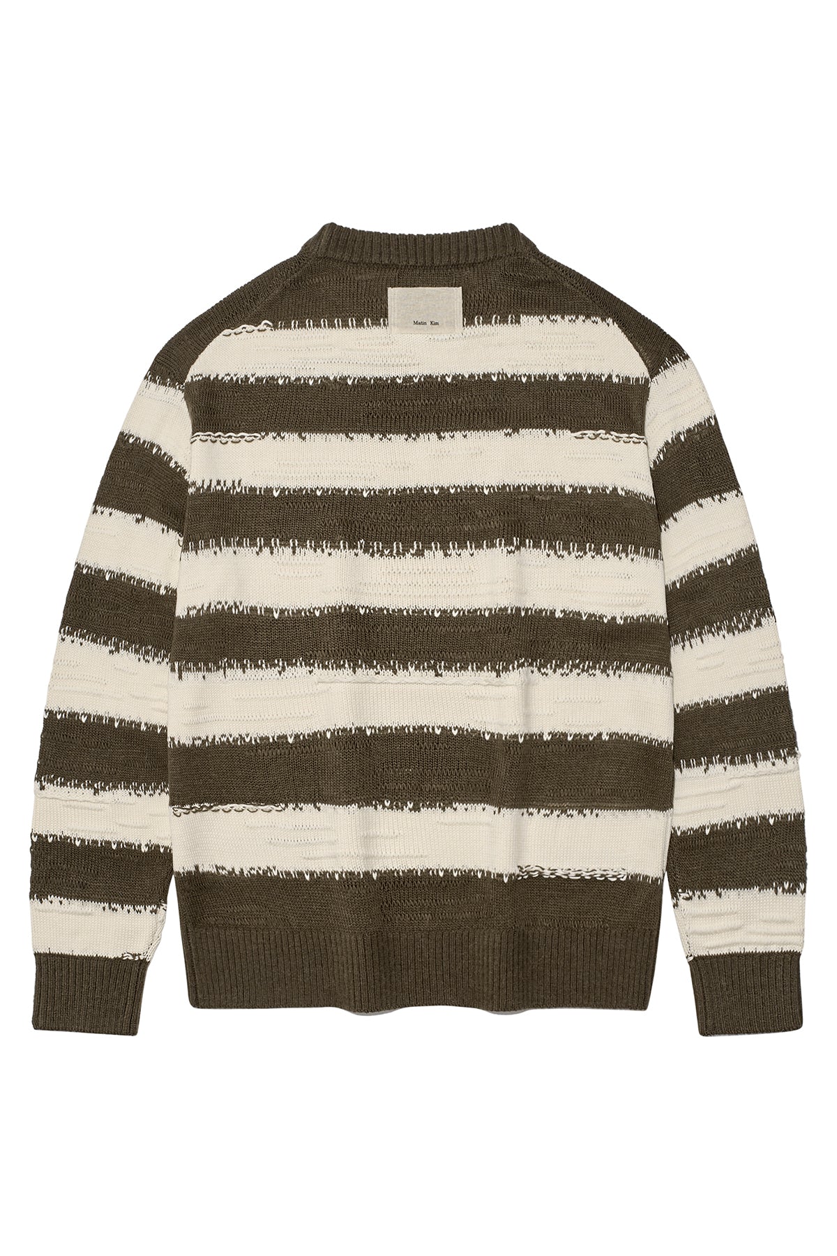[matinkim] STRIPE VINTAGE LOOSE PULLOVER FOR MEN IN KHAKI BROWN