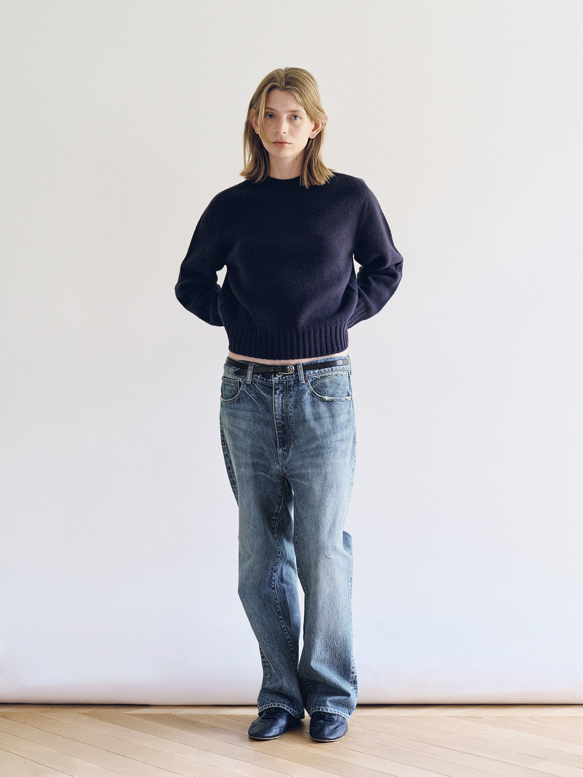 Nothing Written Bunny Wool Pullover Knit (Navy)