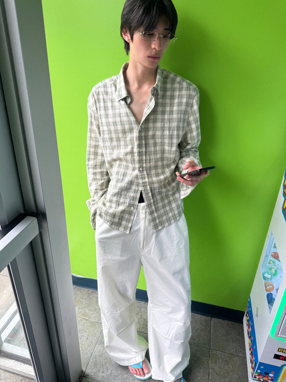 Low Classic Regular-Fit Lc Sheer Checked Shirt Green