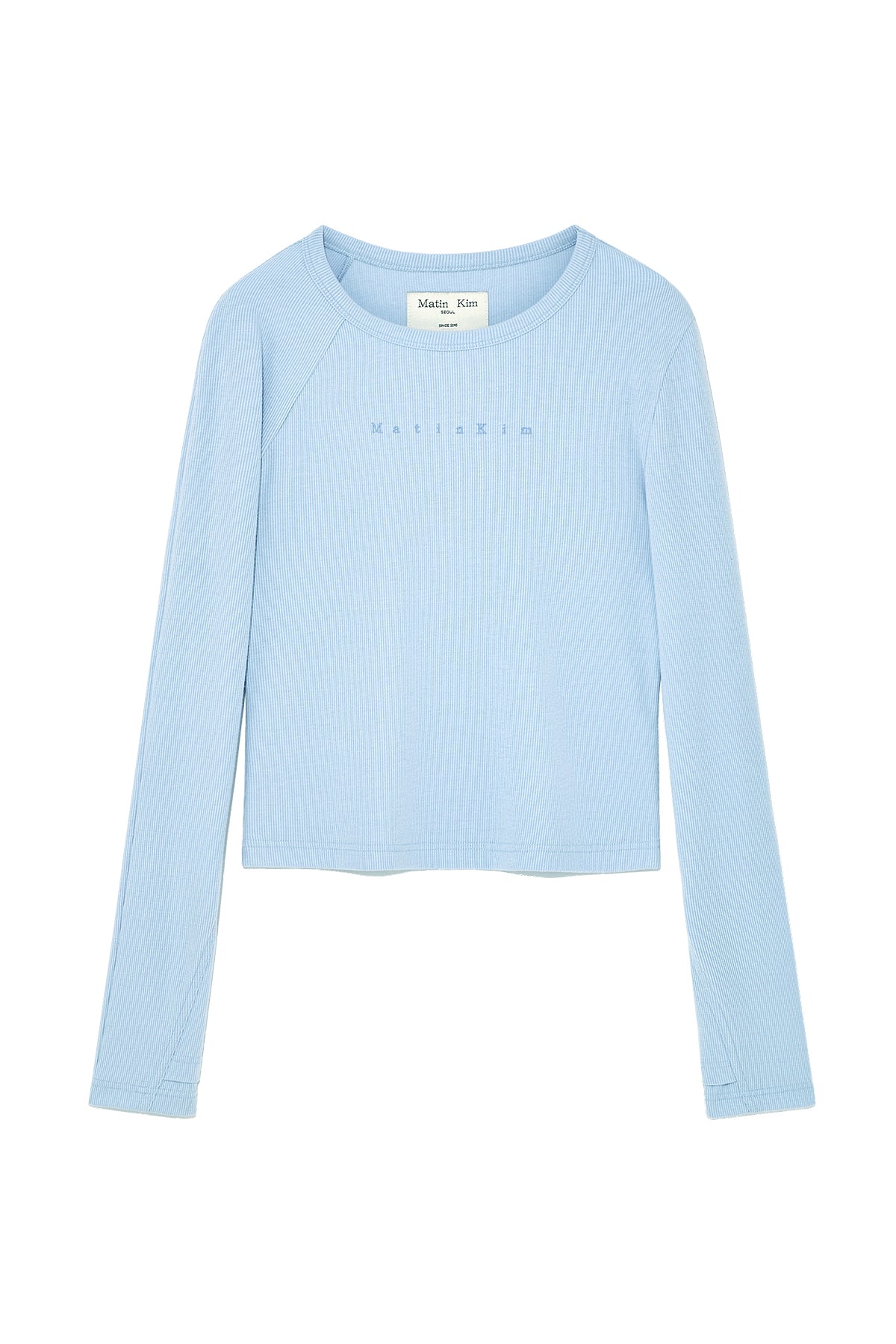 Matinkim Finger Hole Logo Printing Top IN Light Blue
