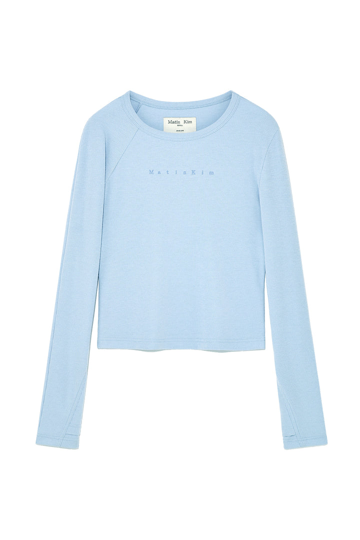 Matinkim Finger Hole Logo Printing Top IN Light Blue