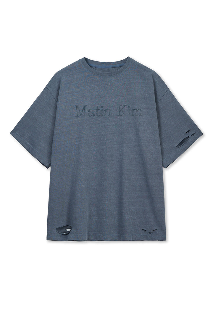 Matinkim Distressed Logo Top IN Smoke Blue