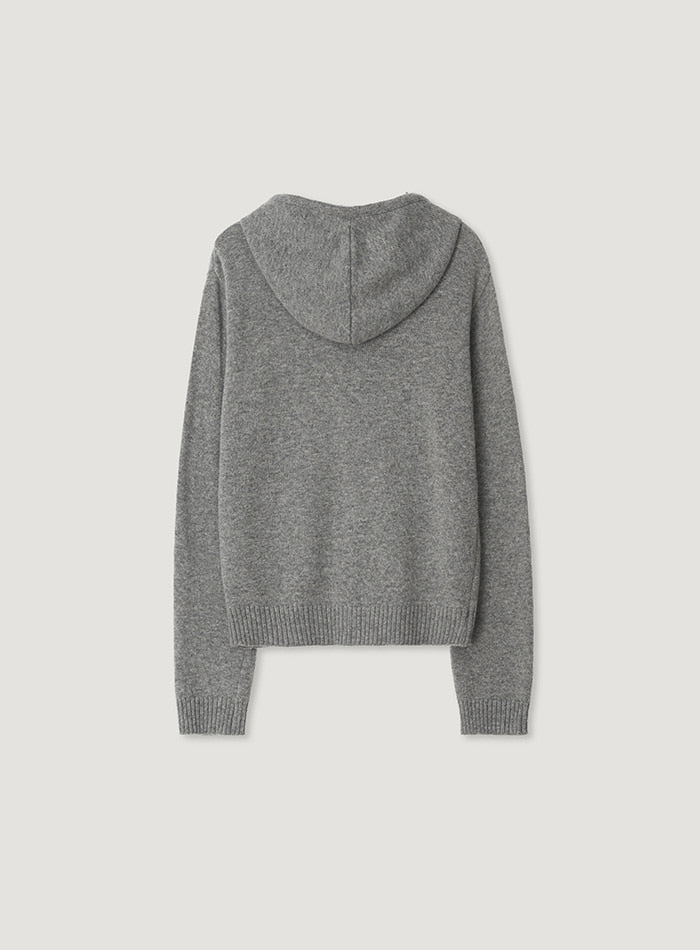 Mango Maniplease Colin Hood Knit Cardigan Melange Grey