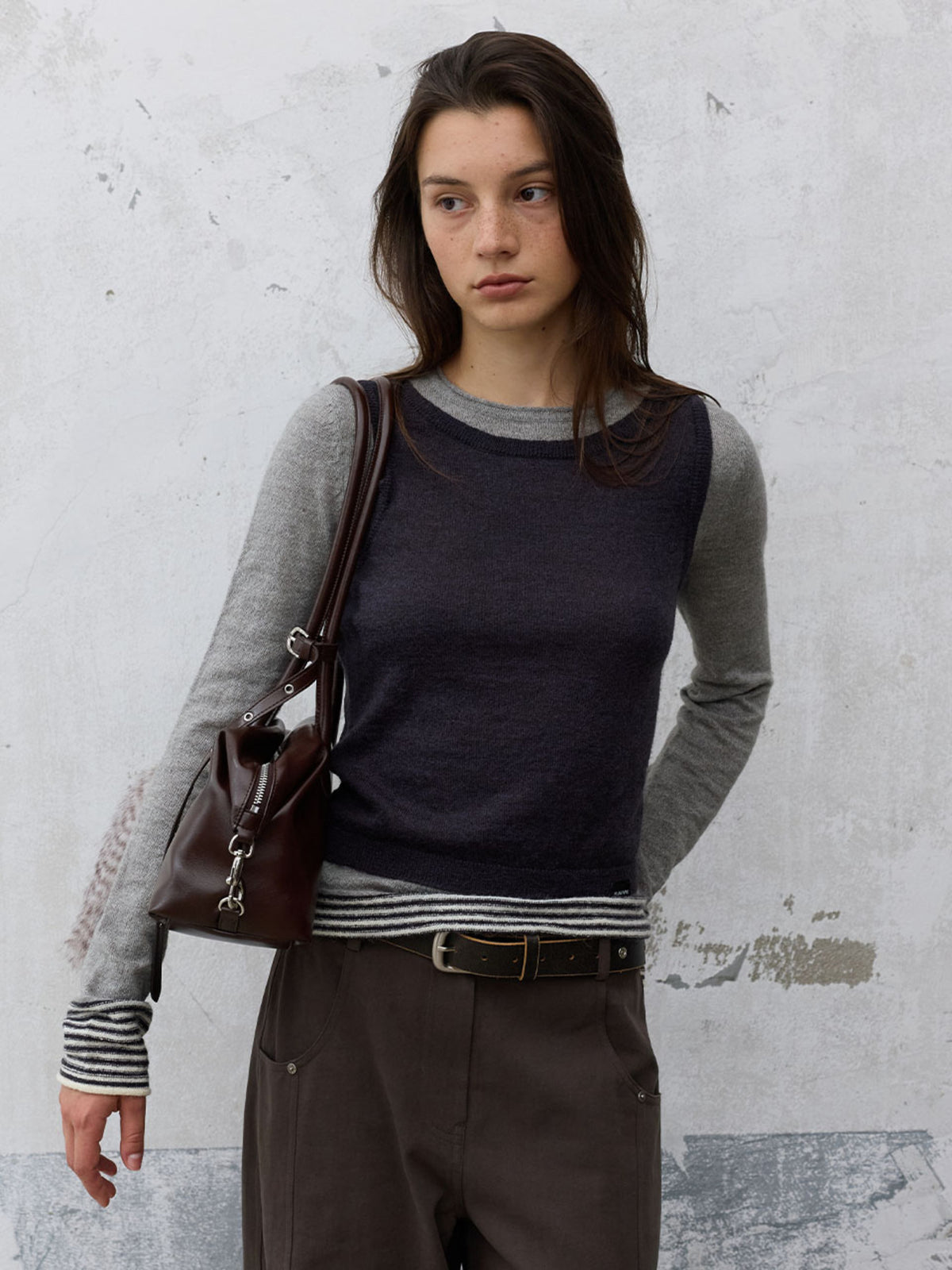 Raive Mohair Blended Layered Knit