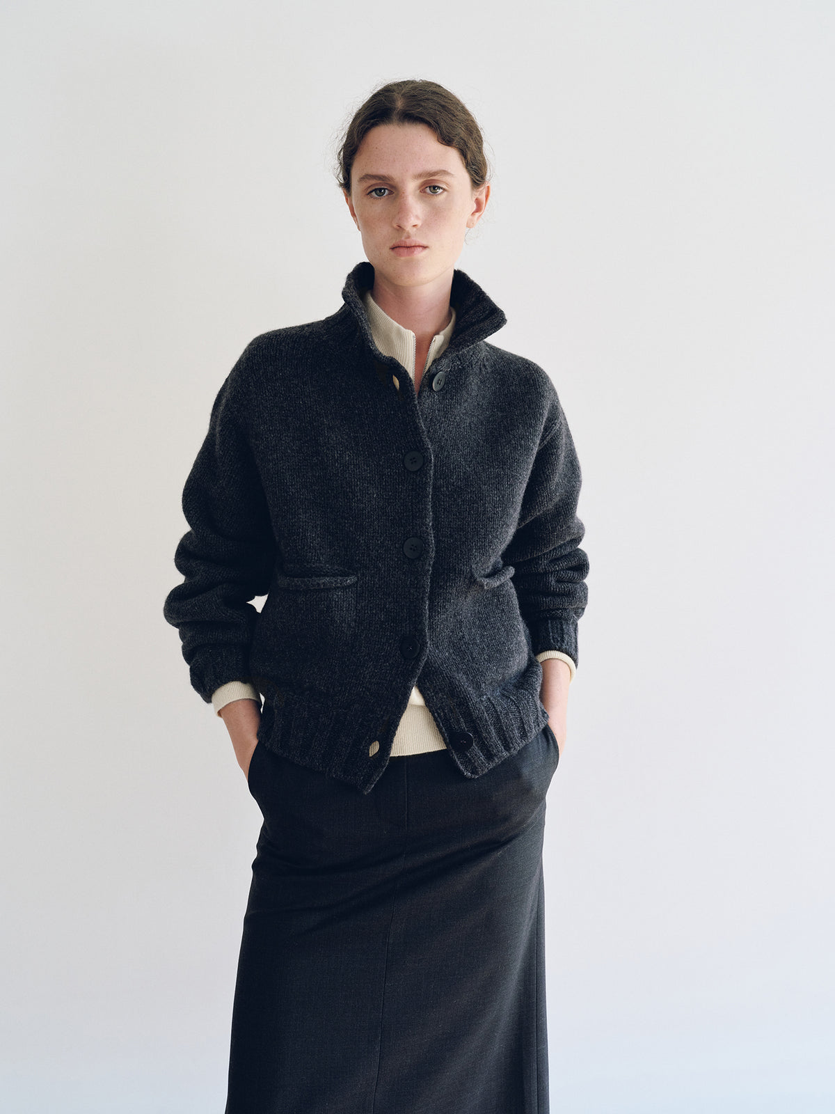 Nothing Written Marrie soft pocket cardigan (Charcoal)