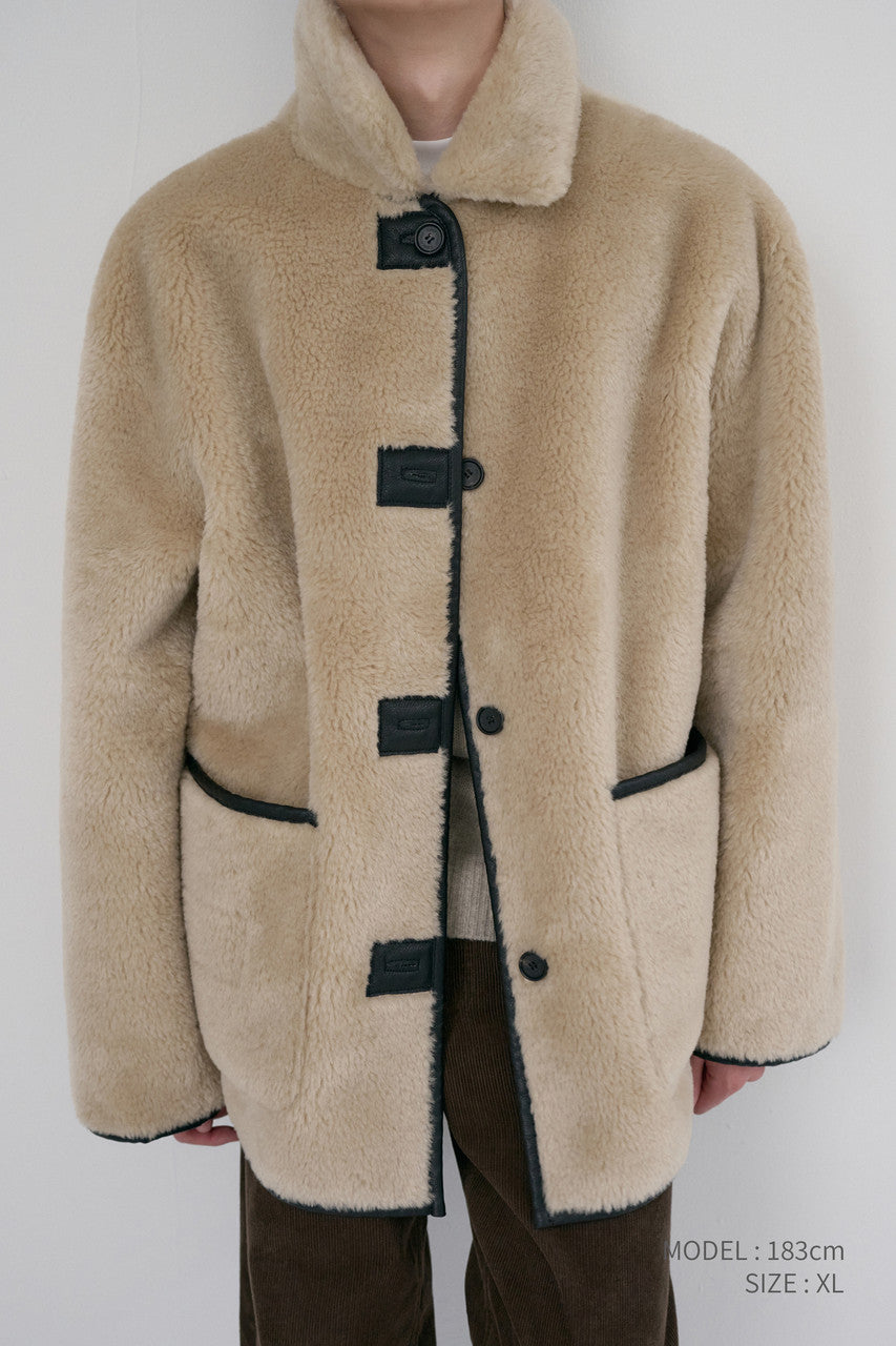 Dunst Unisex Reversible Soft Shearling Half Jacket Black