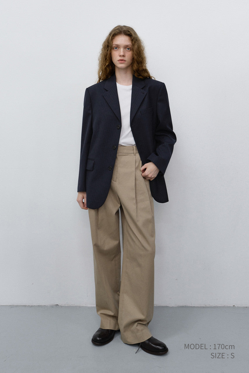Dunst Unisex Classic 3 Button Wool Blazer Navy Stripe