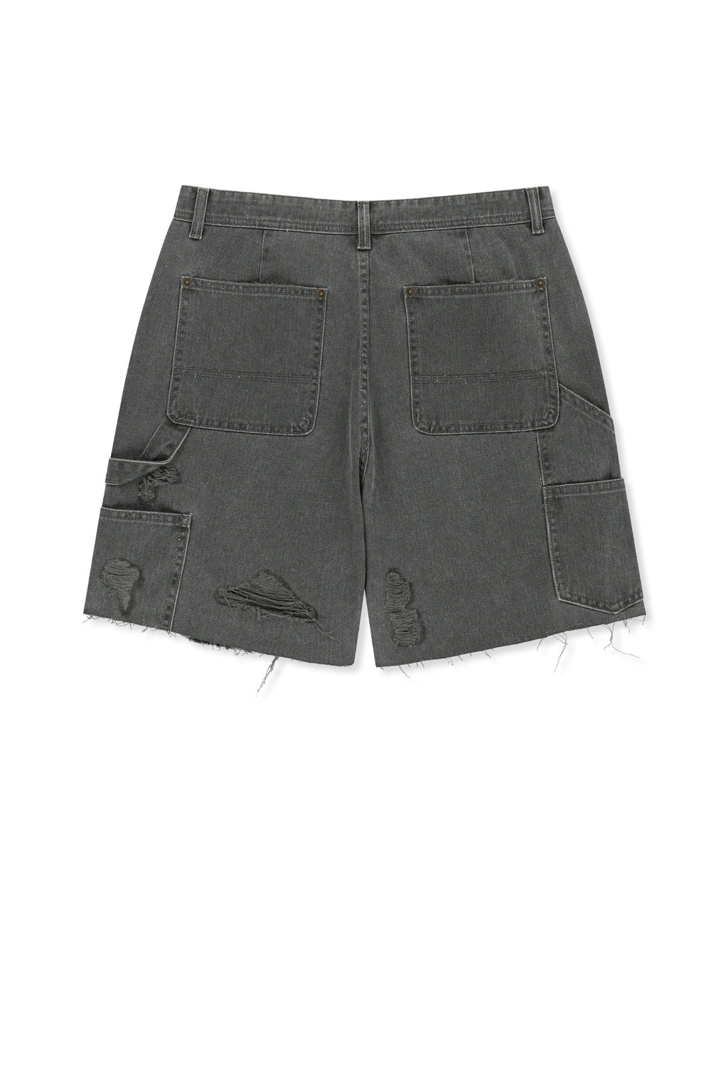 Matinkim Heringbone Raw Cut Denim Shorts IN Grey