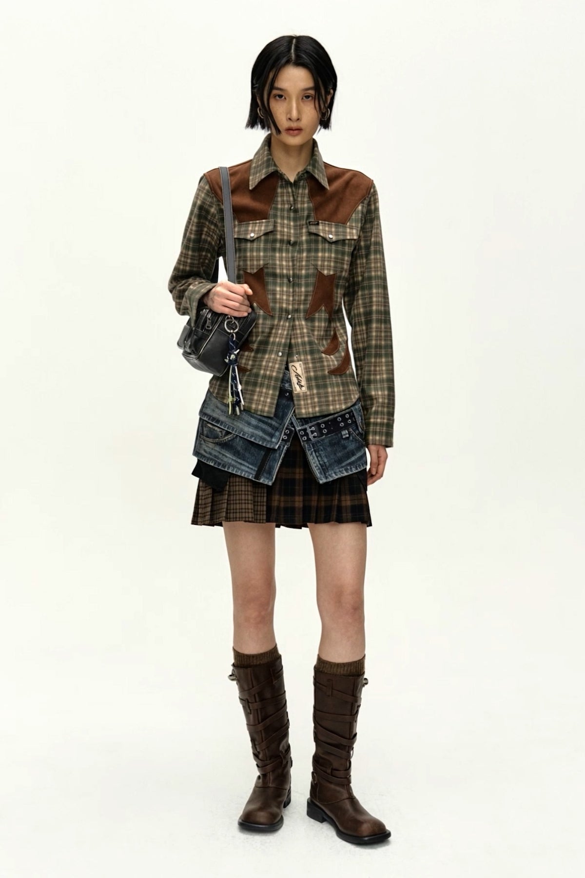 Andersson Bell Checkered Western Patched Shirt