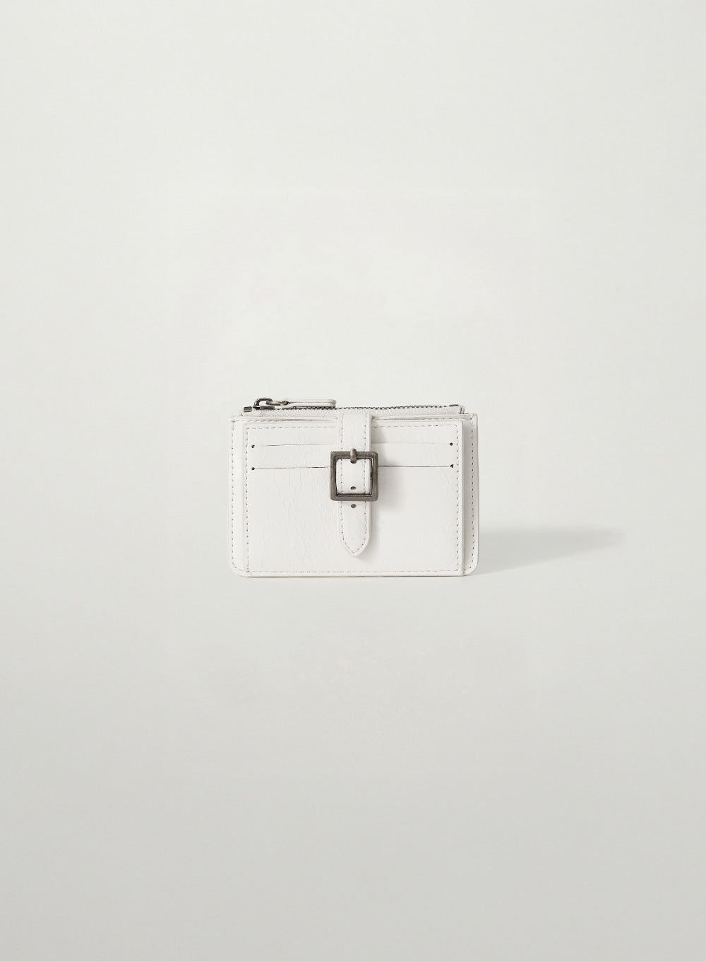Satur Vintage Buckle Card Wallet - White