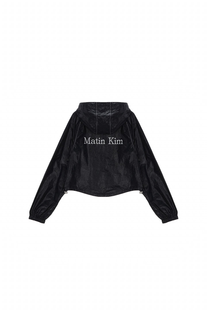 Matinkim Matin Crop Hoody Coating Jumper IN Black