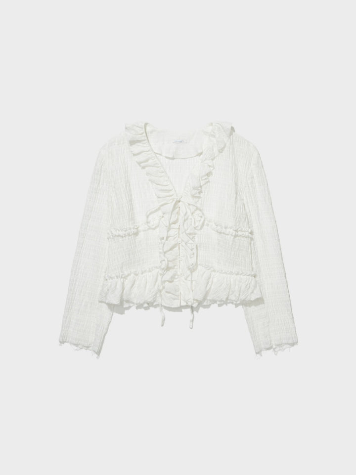 Low Classic Raw Edged Ribbon Blouse Off White