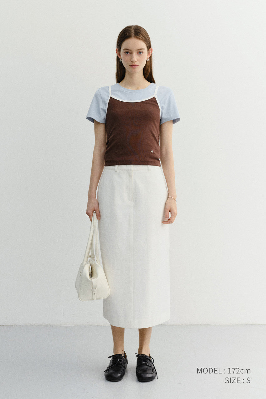 Dunst 2-Tone Trim Sleeveless Top Brown Ivory