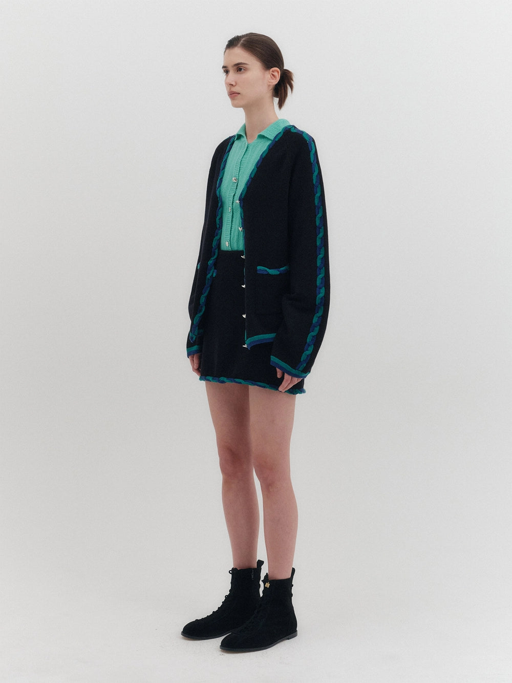 EENK Twist Edge Knitwear Cardigan - Black