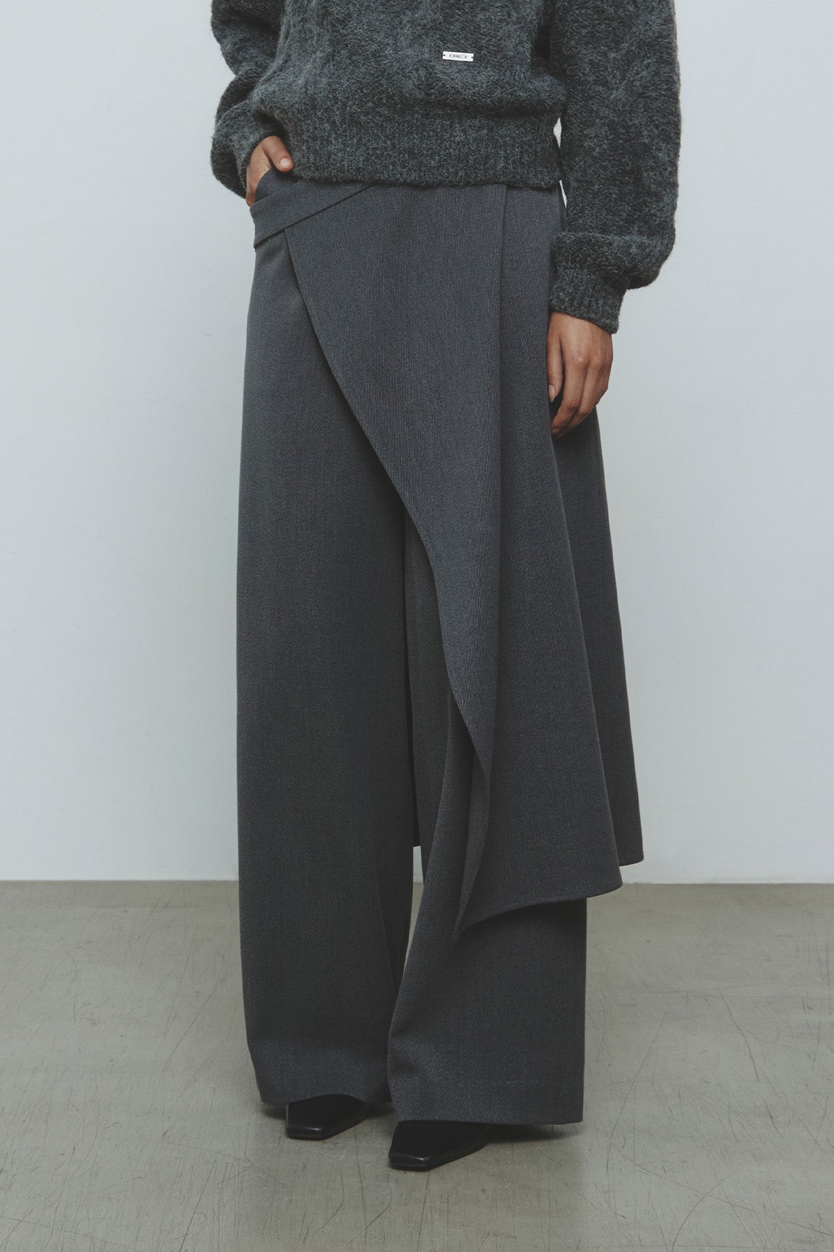 Matinkim Skirt Wrap Layered Pants IN Grey